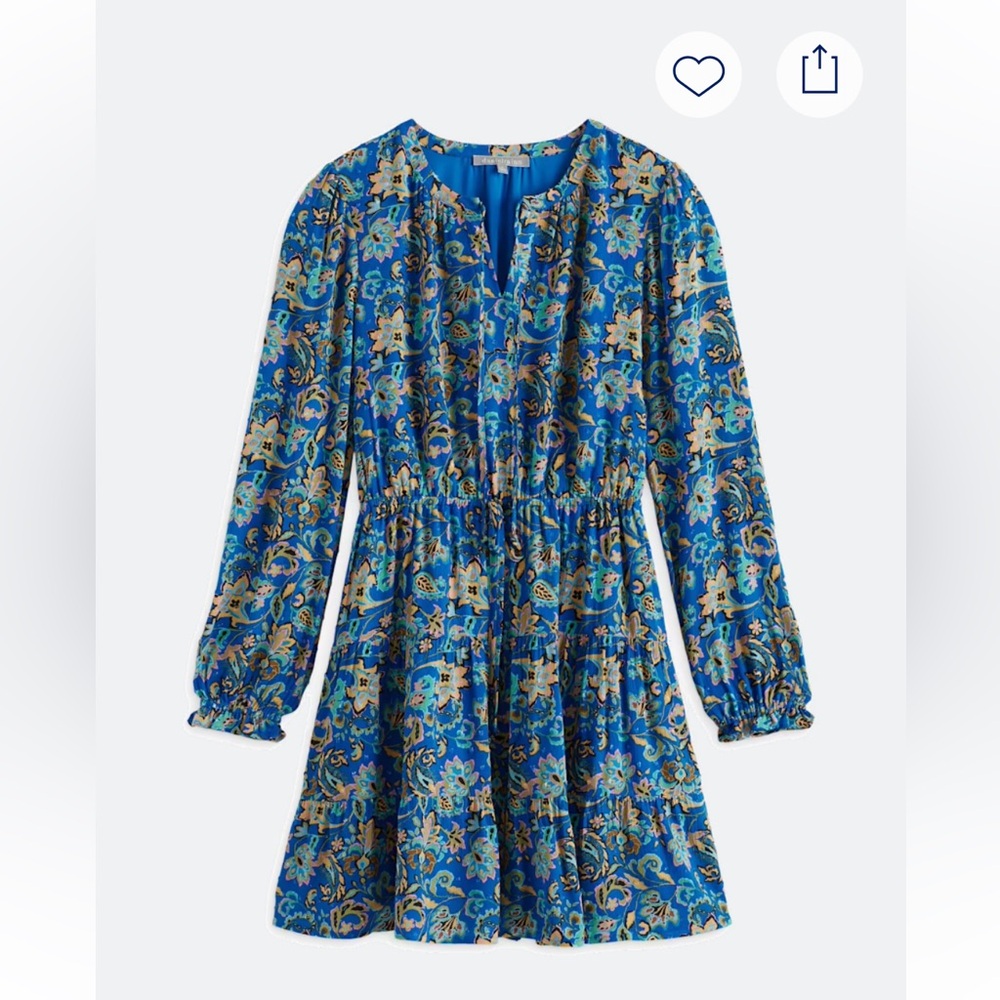 Daniel Rainn Teal Floral Bohemian A Line knee Flowing Bishop Sleeve dress XLP